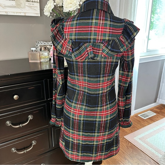 Blue Rain Ruffle Plaid Shirt Dress Size S - Picture 3 of 15